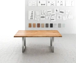 EsstischEdge 200x100 XL Akazie Natur Edelstahl Breit Live- Sofort versandfertig