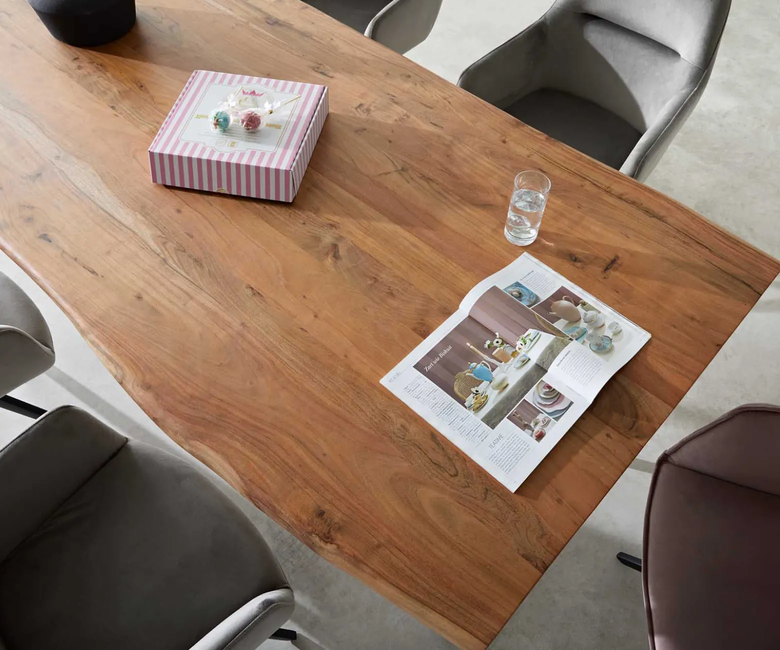 EsstischEdge 180x90 XL Akazie Natur Metall Schräg Live- Sofort versandfertig