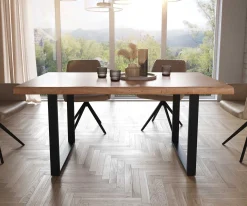 EsstischEdge 160x90 XL Akazie Natur Metall Schmal schwarz Live- Sofort versandfertig