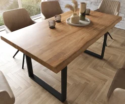 EsstischEdge 160x90 XL Akazie Natur Metall Schmal schwarz Live- Sofort versandfertig