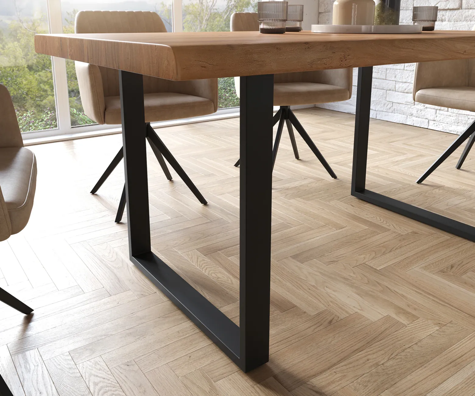 EsstischEdge 160x90 XL Akazie Natur Metall Schmal schwarz Live- Sofort versandfertig