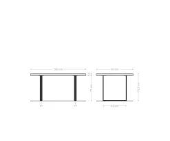 EsstischEdge 160x90 XL Akazie Natur Metall Schmal schwarz Live- Sofort versandfertig