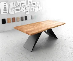 EsstischEdge 200x100 XL Akazie Natur V-Gestell Flachstahl Schwarz Live- Sofort versandfertig