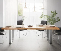 EsstischEdge 260x100 XL Akazie Natur Edelstahl Schmal Live- Sofort versandfertig