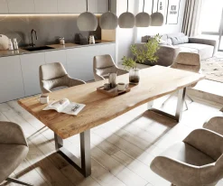 EsstischEdge 260x100 XL Akazie Natur Edelstahl Breit Live- Sofort versandfertig