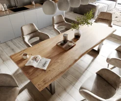 EsstischEdge 260x100 XL Akazie Natur Edelstahl Breit Live- Sofort versandfertig