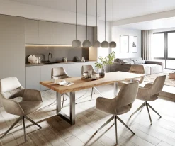 EsstischEdge 260x100 XL Akazie Natur Edelstahl Breit Live- Sofort versandfertig