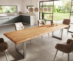 EsstischEdge 300x100 XL Akazie Natur Edelstahl Breit Live- Sofort versandfertig