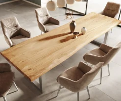 EsstischEdge 300x100 XL Akazie Natur Edelstahl Breit Live- Sofort versandfertig