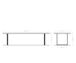 EsstischEdge 300x100 XL Akazie Natur Metall Schmal schwarz Live- Sofort versandfertig