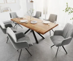 EsstischEdge 200x100 XL Akazie Natur Kreuzgestell Rechteck Schwarz Live- Sofort versandfertig