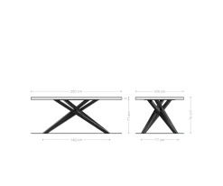 EsstischEdge 200x100 XL Akazie Natur Kreuzgestell Rechteck Schwarz Live- Sofort versandfertig