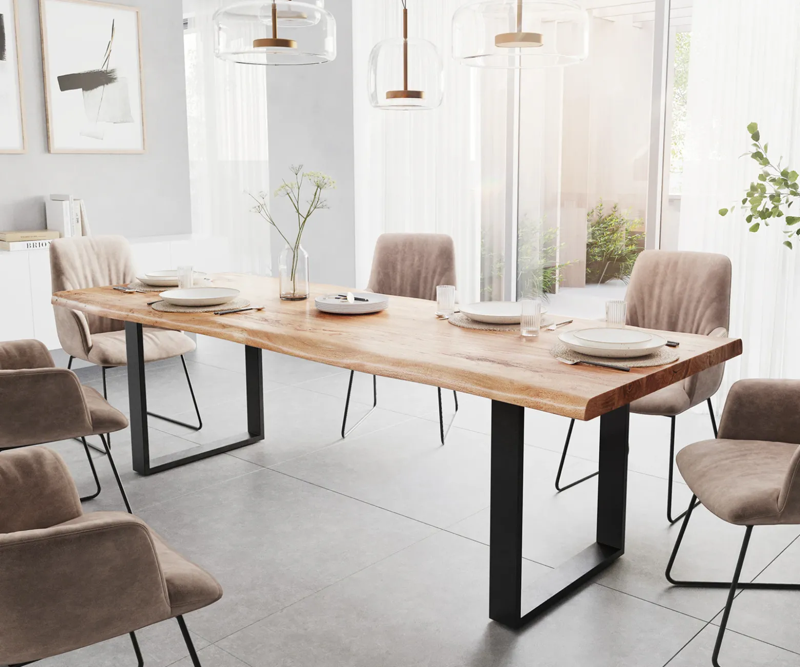 EsstischEdge 260x100 XL Akazie NaturMetall Schmal schwarz Live- Sofort versandfertig