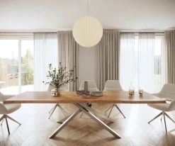 EsstischEdge 300x100 XL Akazie Natur Kreuzgestell Rechteck Edelstahl Live- Sofort versandfertig