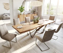 EsstischEdge 280x100 XL Akazie Natur Spider Flachstahl Edelstahl Live- Sofort versandfertig