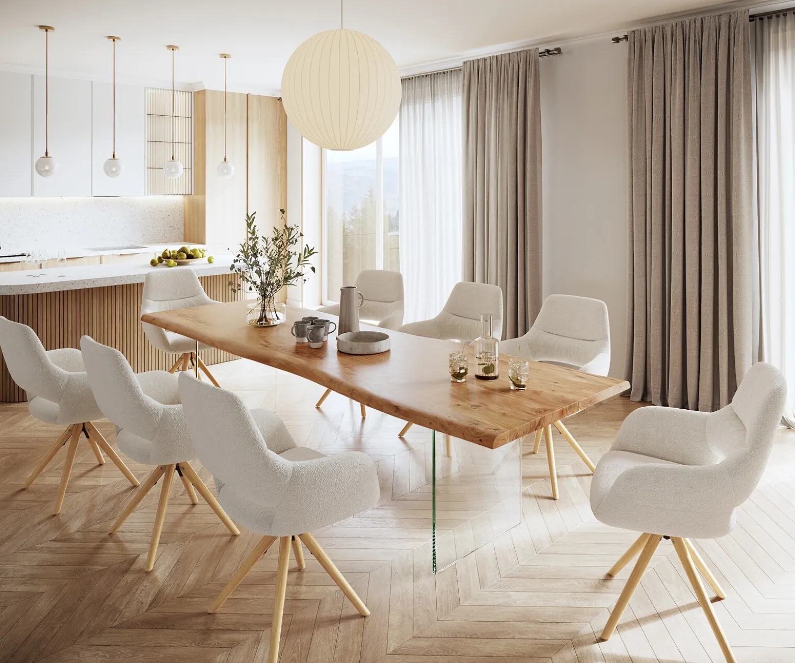EsstischEdge 280x100 XL Akazie Natur Glas Live- Sofort versandfertig