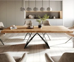EsstischEdge 260x100 XL Akazie Natur V-Gestell Flachstahl Schwarz Live- Sofort versandfertig
