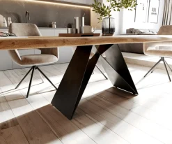 EsstischEdge 260x100 XL Akazie Natur V-Gestell Flachstahl Schwarz Live- Sofort versandfertig