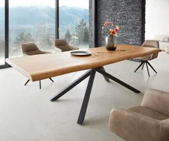 EsstischEdge 260x100 XL Akazie Natur Kreuzgestell Rechteck Schwarz Live- Sofort versandfertig
