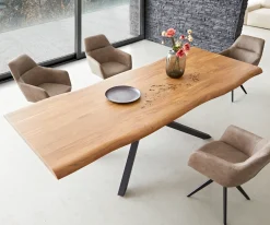 EsstischEdge 260x100 XL Akazie Natur Kreuzgestell Rechteck Schwarz Live- Sofort versandfertig
