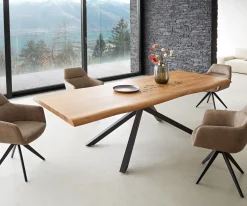 EsstischEdge 260x100 XL Akazie Natur Kreuzgestell Rechteck Schwarz Live- Sofort versandfertig