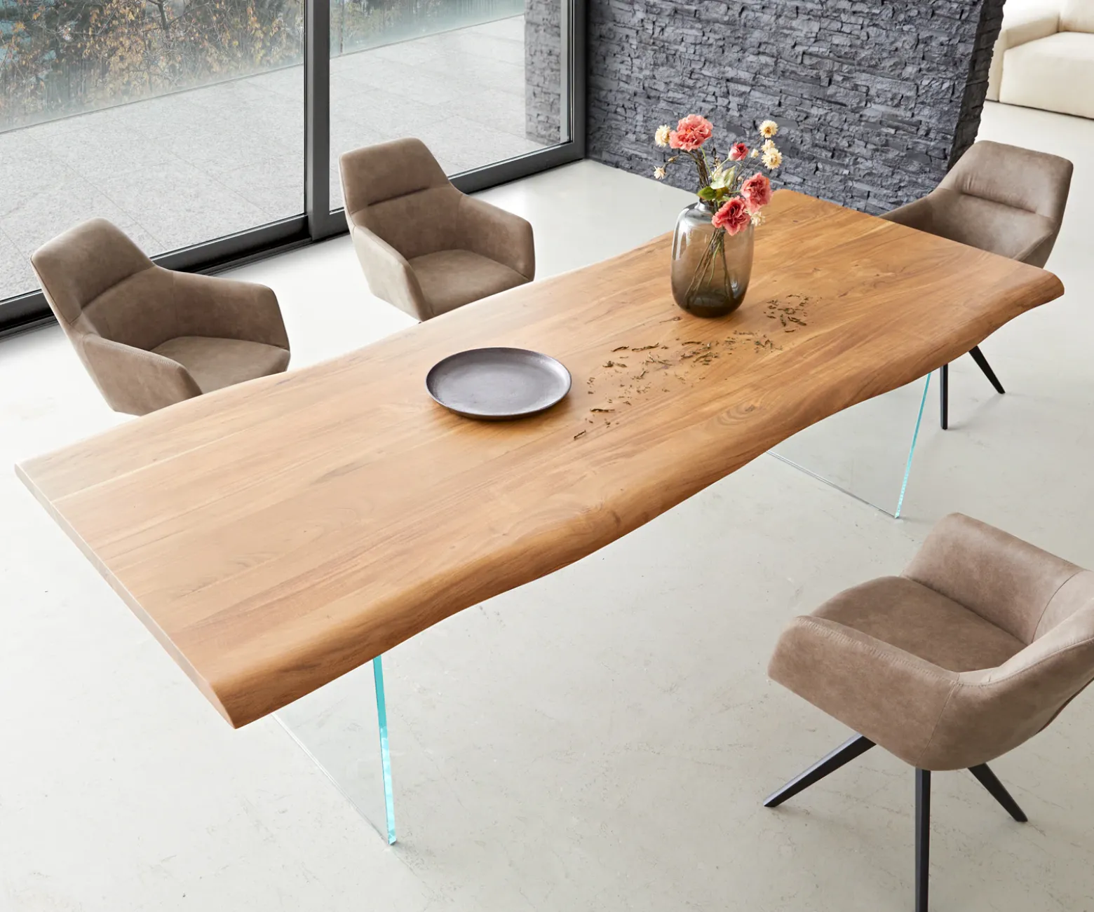 EsstischEdge 260x100 XL Akazie Natur Glas Live- Sofort versandfertig