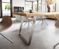 EsstischEdge 280x100 XL Akazie Natur Edelstahl Schräg Live- Sofort versandfertig