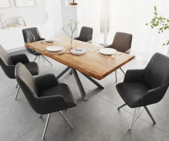 EsstischEdge 200x100 XL Akazie Natur Kreuzgestell Rechteck Edelstahl Live- Sofort versandfertig