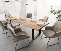 EsstischEdge 280x100 XL Akazie Natur Metall Schmal schwarz Live- Sofort versandfertig