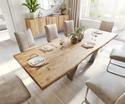 EsstischEdge 260x100 XL Akazie Natur Spider Flachstahl Edelstahl Live- Sofort versandfertig