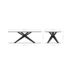 EsstischEdge 220x100 XL Akazie Platin Kreuzgestell Rechteck Schwarz Live- Versandfertig ca. 07.11.26