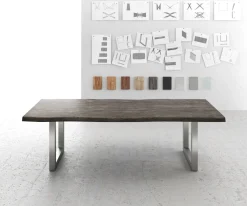 EsstischEdge 260x100 XL Akazie Platin Edelstahl Breit Live- Sofort versandfertig