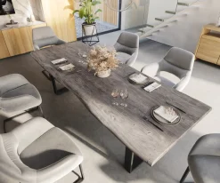 EsstischEdge 260x100 XL Akazie Platin Metall Schmal schwarz Live- Sofort versandfertig