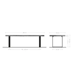 EsstischEdge 260x100 XL Akazie Platin Metall Schmal schwarz Live- Sofort versandfertig