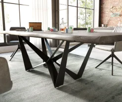 EsstischEdge 260x100 XL Akazie Platin Spider Flachstahl Schwarz Live- Sofort versandfertig