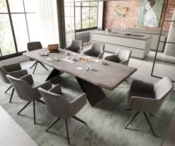 EsstischEdge 260x100 XL Akazie Platin V-Gestell Flachstahl Schwarz Live- Sofort versandfertig