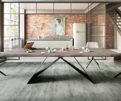 EsstischEdge 260x100 XL Akazie Platin V-Gestell Flachstahl Schwarz Live- Sofort versandfertig