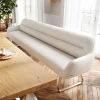 EsszimmerbankTaya-Flex 300 cm Bouclé Creme-Weiß Kufengestell flach Edelstahl Taschenfederkern Sofort versandfertig