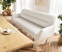 EsszimmerbankTaya-Flex 200 cm Bouclé Creme-Weiß Kufengestell kantig Edelstahl Taschenfederkern Versandfertig ca. 12.02.27