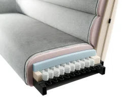 EsszimmerbankTaya-Flex 300 cm Bouclé Schlamm Kreuzgestell kantig Graphit Taschenfederkern Sofort versandfertig