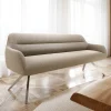 EsszimmerbankTaya-Flex 200 cm Bouclé Schlamm Kreuzgestell kantig Edelstahl Taschenfederkern Sofort versandfertig