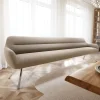 EsszimmerbankTaya-Flex 300 cm Bouclé Schlamm Kreuzgestell kantig Edelstahl Taschenfederkern Sofort versandfertig