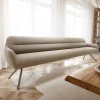 EsszimmerbankTaya-Flex 300 cm Bouclé Schlamm Kreuzgestell kantig Effektfinish Titan Taschenfederkern Sofort versandfertig