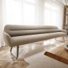 EsszimmerbankTaya-Flex 300 cm Bouclé Schlamm Kufengestell flach Effektfinish Titan Taschenfederkern Sofort versandfertig