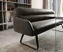 EsszimmerbankTaya-Flex 200 cm Mikrofaser Anthrazit Vintage Kufengestell flach Schwarz Taschenfederkern Sofort versandfertig