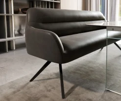 EsszimmerbankTaya-Flex 200 cm Mikrofaser Anthrazit Vintage Kreuzgestell kantig Schwarz Taschenfederkern Sofort versandfertig