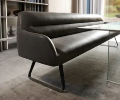 EsszimmerbankTaya-Flex 300 cm Mikrofaser Anthrazit Vintage Kufengestell flach Schwarz Taschenfederkern Sofort versandfertig