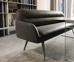 EsszimmerbankTaya-Flex 200 cm Mikrofaser Anthrazit Vintage Kufengestell flach Effektfinish Titan Taschenfederkern Sofort versandfertig