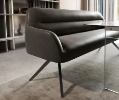 EsszimmerbankTaya-Flex 200 cm Mikrofaser Anthrazit Vintage Kreuzgestell kantig Graphit Taschenfederkern Sofort versandfertig