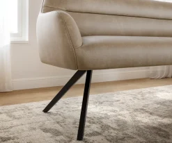 EsszimmerbankTaya-Flex 200 cm Mikrofaser Beige Vintage Kreuzgestell kantig Schwarz Taschenfederkern Sofort versandfertig